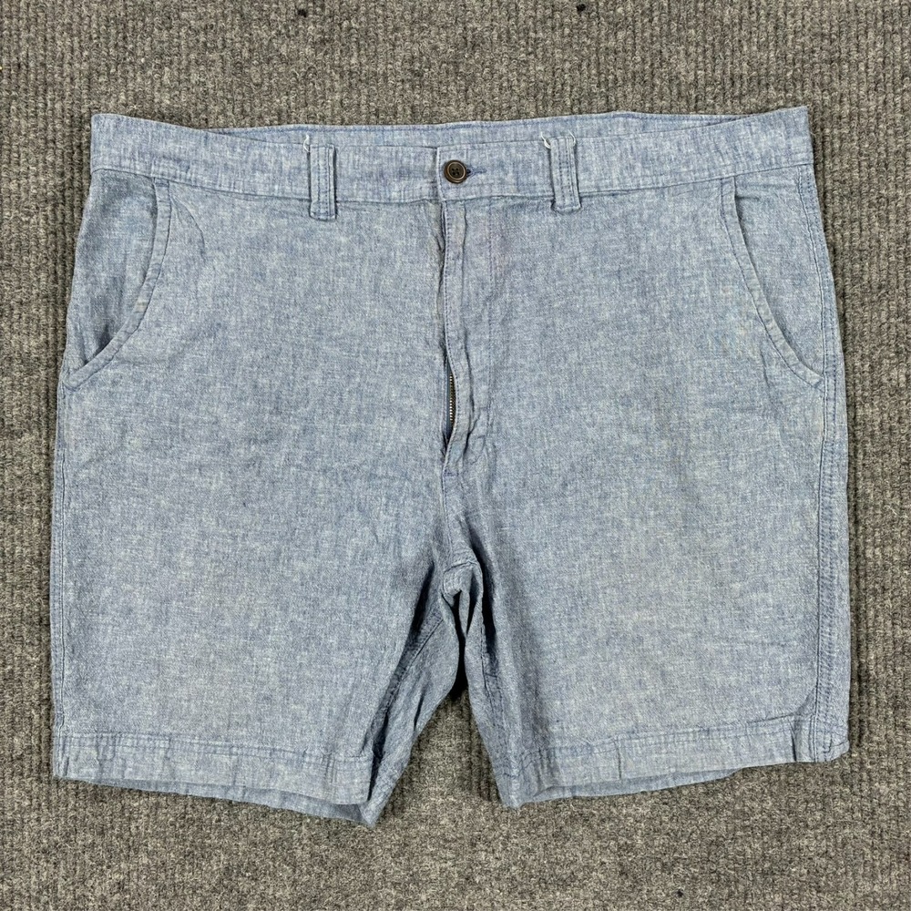 St. John's Bay Mens Linen Blend Chambray Shorts Size 44 Light Blue Mid Rise